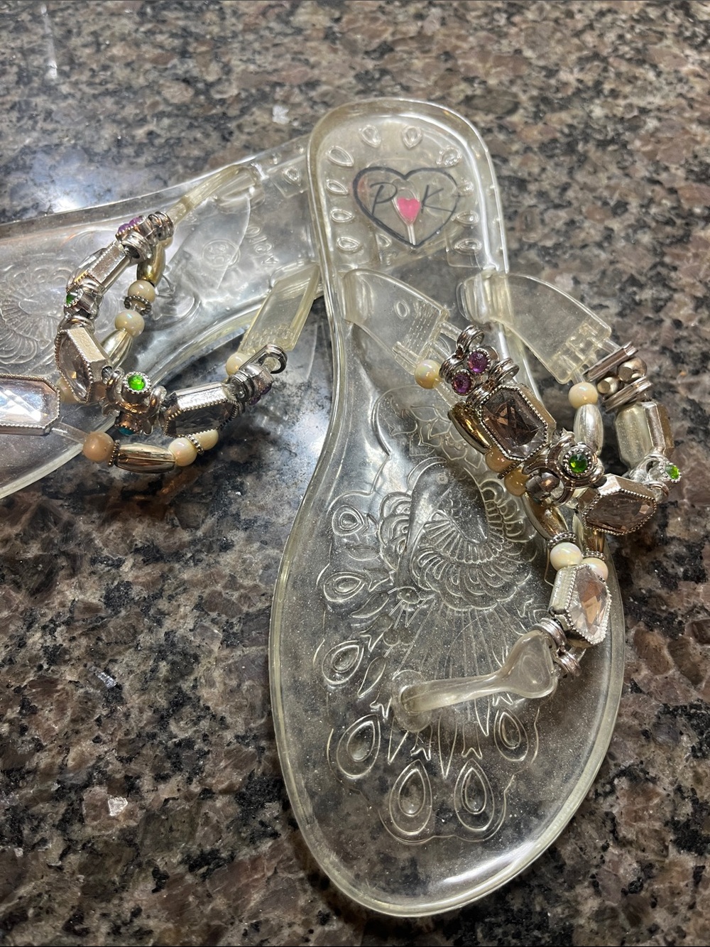 Women's Clear Jeweled Thong Sandals - Embellished Clear